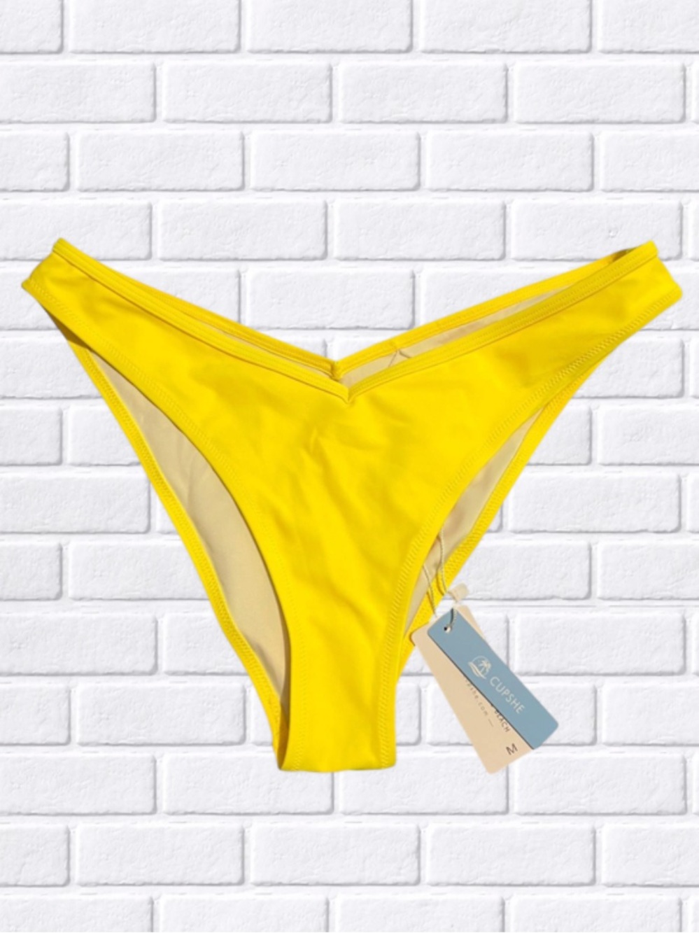 Cupshe Sunny Yellow V-Front Bikini Bottom
